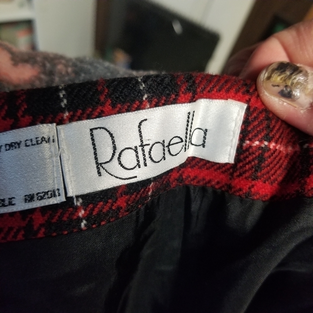 Vtg Rafaella red plaid wool blanket holiday cozy skirt - Picture 5 of 10